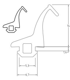 GOMA JUNTA CENTRAL PARA PERFILES DE ALUMINIO SERIE 28 ST